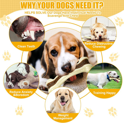 Sosation 6 Pcs Dog Toys for Aggressive Chewers Nylon Beef Flavor Bones Tough Puppy Teething Toys