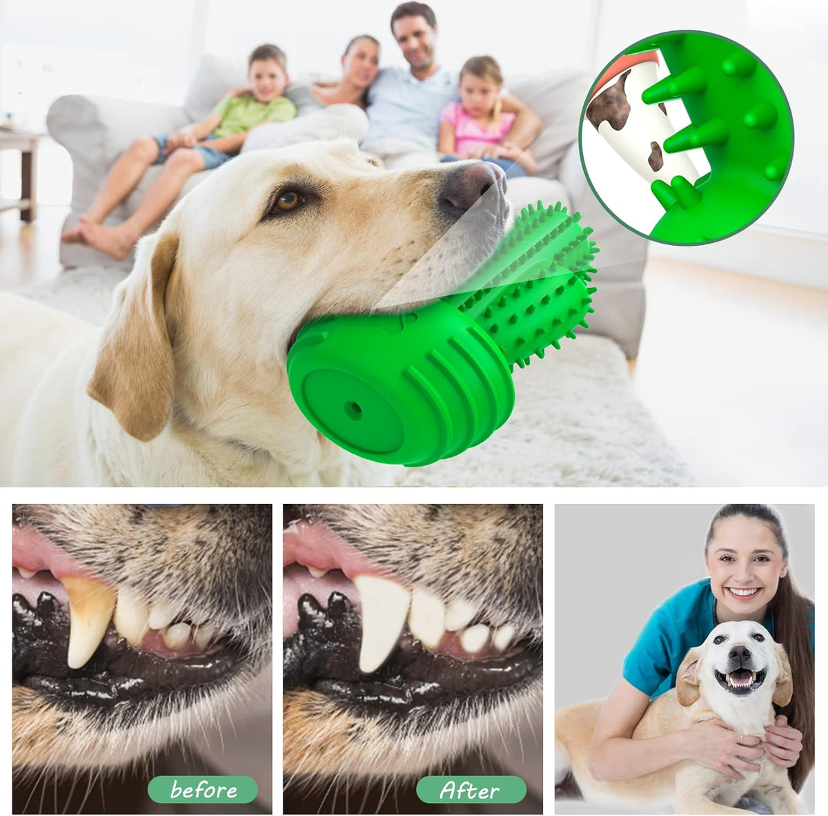 Dog Chew Toys Dog Toothbrush Stick Teeth Cleaning Brush Dental for Medium Large Dog, Puppy