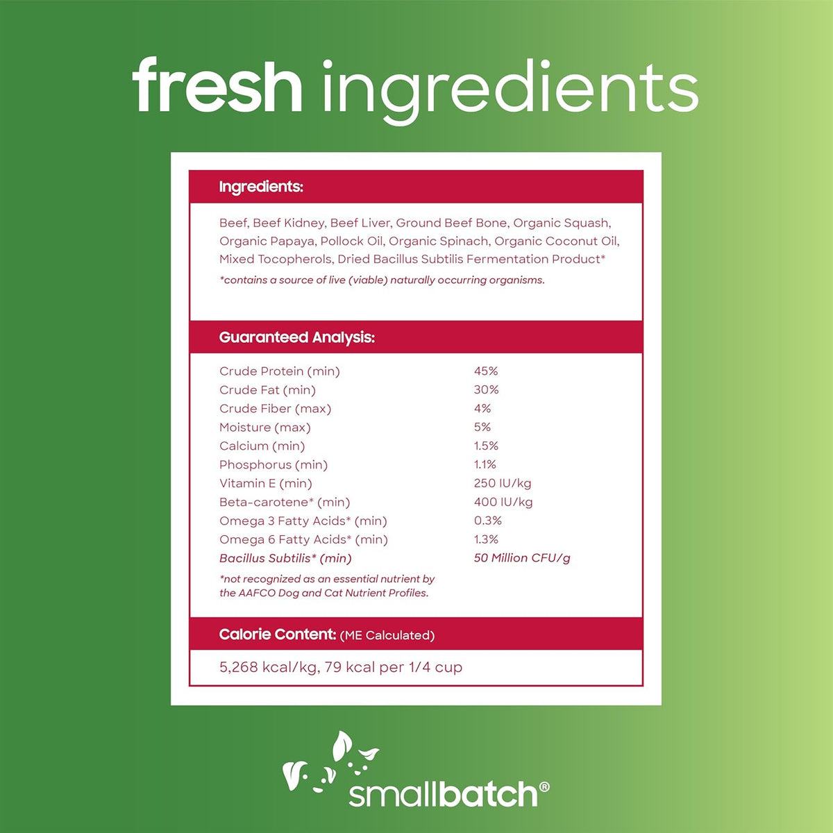 Smallbatch Freeze Dried Dog Treats, Superfood Food Topper Beef Bites for Dogs & Cats, Probiotics