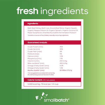 Smallbatch Freeze Dried Dog Treats, Superfood Food Topper Beef Bites for Dogs & Cats, Probiotics