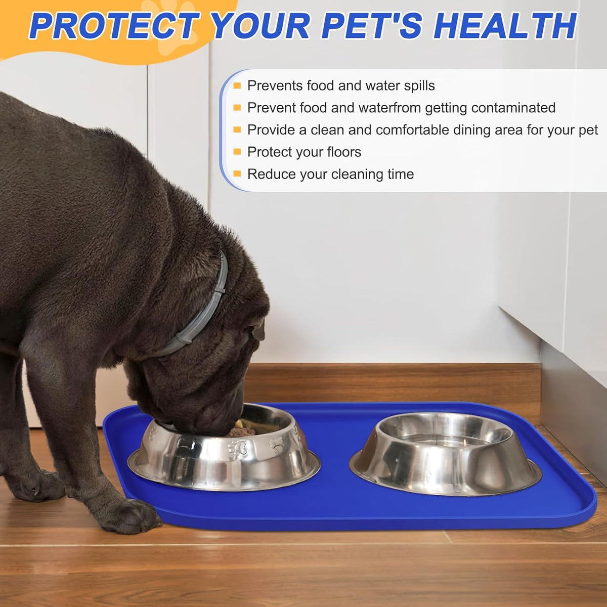 Silicone Pet Feeding Mat with Raised Edge for Food and Water, Dog Bowl Mats, Cat Bowls Placemat