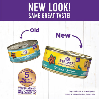 Wellness Complete Health Minced Adult Wet Cat Food, Natural, Protein-Rich, Grain Free, 5.5 Ounce