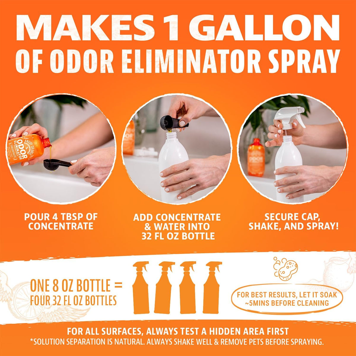 Angry Orange Pet Odor Eliminator for Home - 8oz Dog and Cat Pee Smell Remover for Carpet, Grass