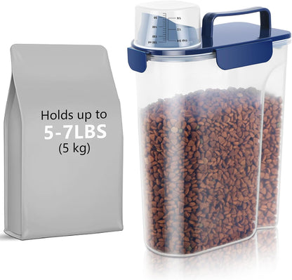 5Lbs Airtight Dog Food Container,Cat Storage Bin, Pet Dispenser BPA-FreeTranslucent Body Upgraded