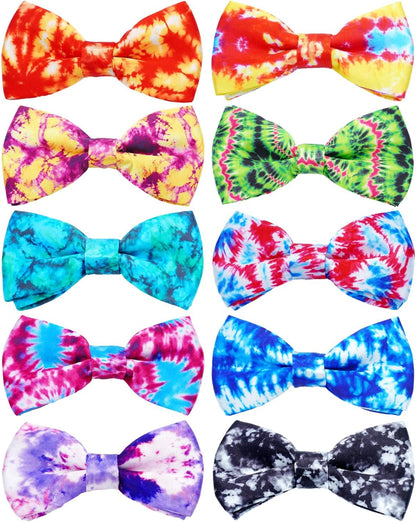 PET SHOW 10 Pack Tie Dye Big Dog Bow Ties for Large Medium Dogs Sliding Collar Attachments Floral