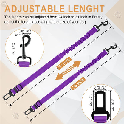 LivTee Dog Seat Belt for Car, Retractable Pet Safety Harness, Adjustable Nylon Dog Seatbelt Leash