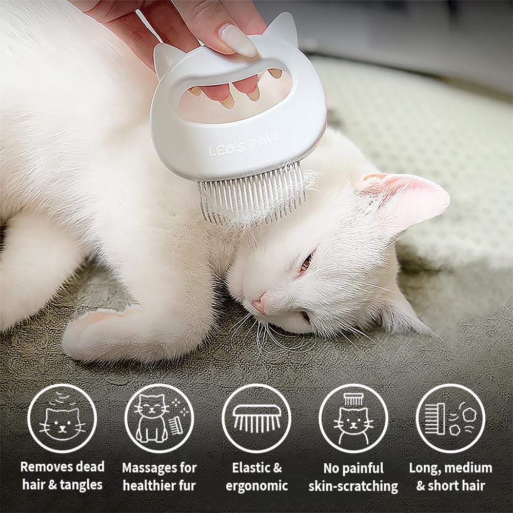 Leo's Paw The Original Pet Hair Removal Massaging Shell Comb Soft Deshedding Brush Grooming and