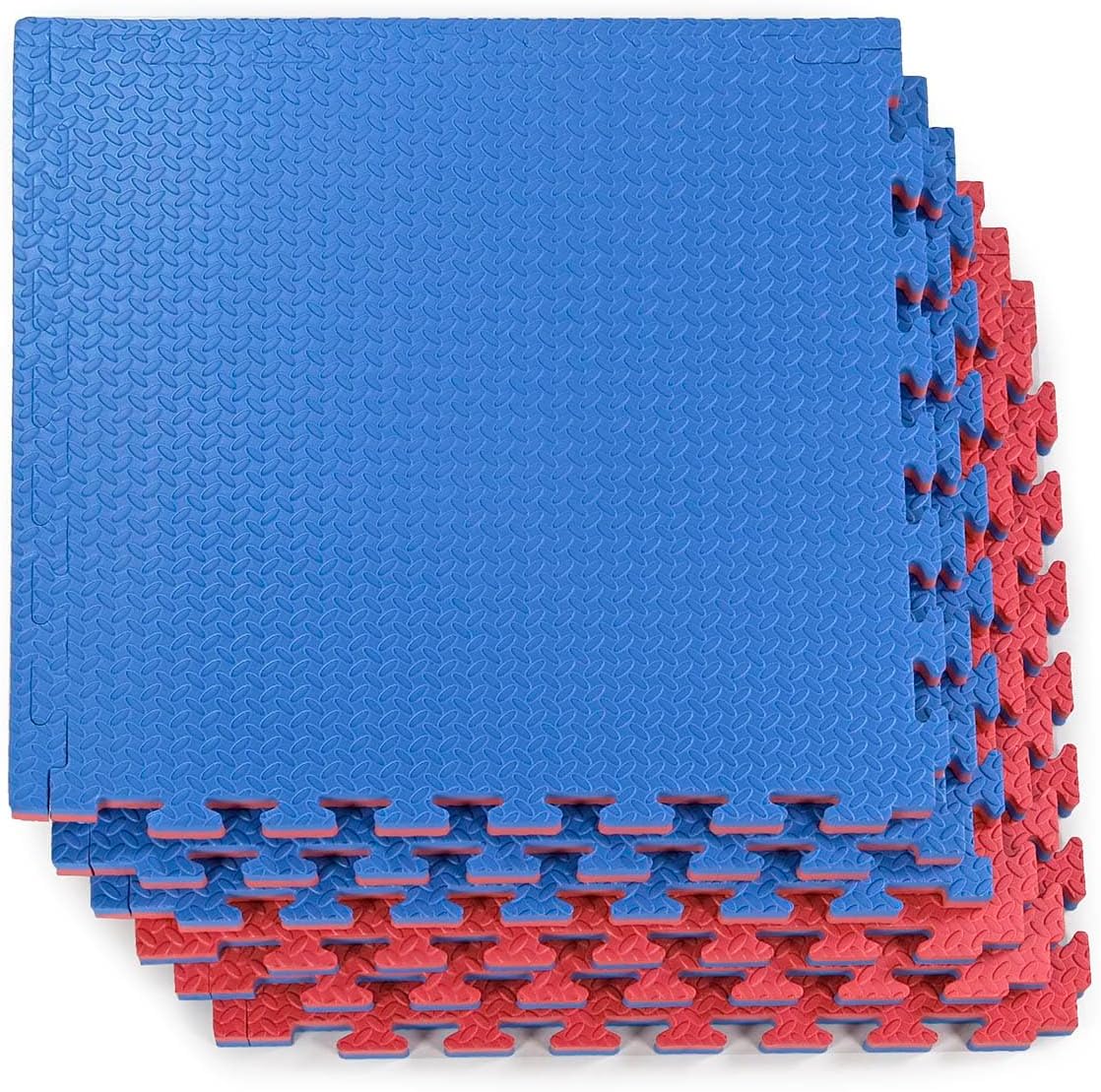 Xspec 1" Extra Thick 48 sq ft Reversible EVA Gym Foam Floor Mat Tiles (24" x 24"), Steel Pattern