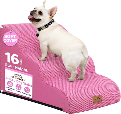 Dog Ramp and Stair for Bed 16" H-20 H,3-Step Cat Stair for Sofa and Chair,4-Step Dog Ramp for High