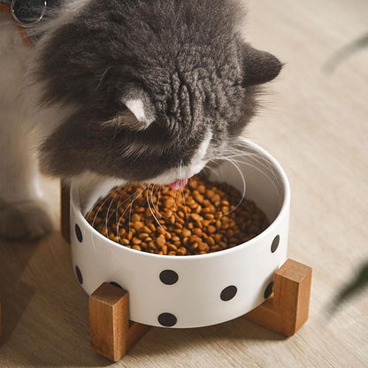 Petygooing Ceramic Dog Bowl Set with Stand, Small Pet Bowls, Anti-Slip Cat & Dog Food and Water