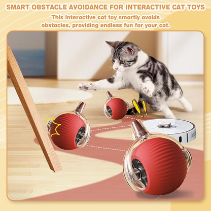 Interactive Cat Toys for Indoor Cats, Rechargeable 360° Automatic Moving Cat Toy for Bored Indoor
