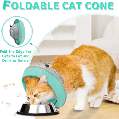 Cat Cone Collar Soft to Stop Licking, Adjustable, Foldable Lightweight Kitten Cones After Surgery