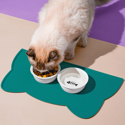 Cat Food Mat, Silicone Pet Feeding Mat for Floor Non-Slip Waterproof Dog Water Bowl Tray Cushion