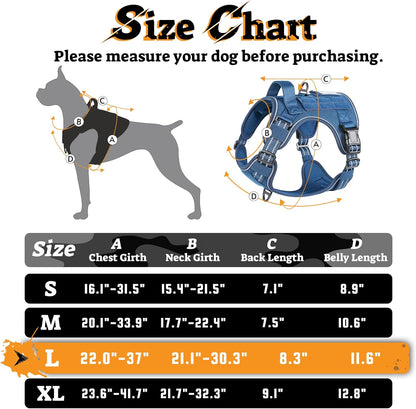 rabbitgoo Dog Harness for Large Dogs No Pull, Tactical Service Pet Vest with Molle and Control
