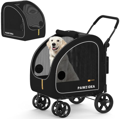 PAWZIDEA Dog Stroller for Large Dogs, Pet Stroller with Detachable Carrier for Portable Dog Crate