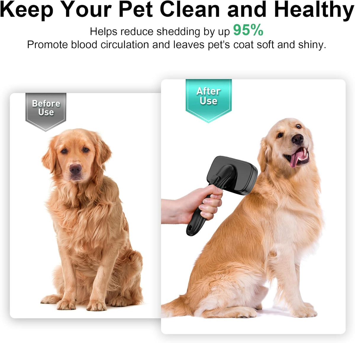 Dog Brush for Shedding & Grooming Small Medium Large Dogs & Cats - Remove Loose Fur, Knot
