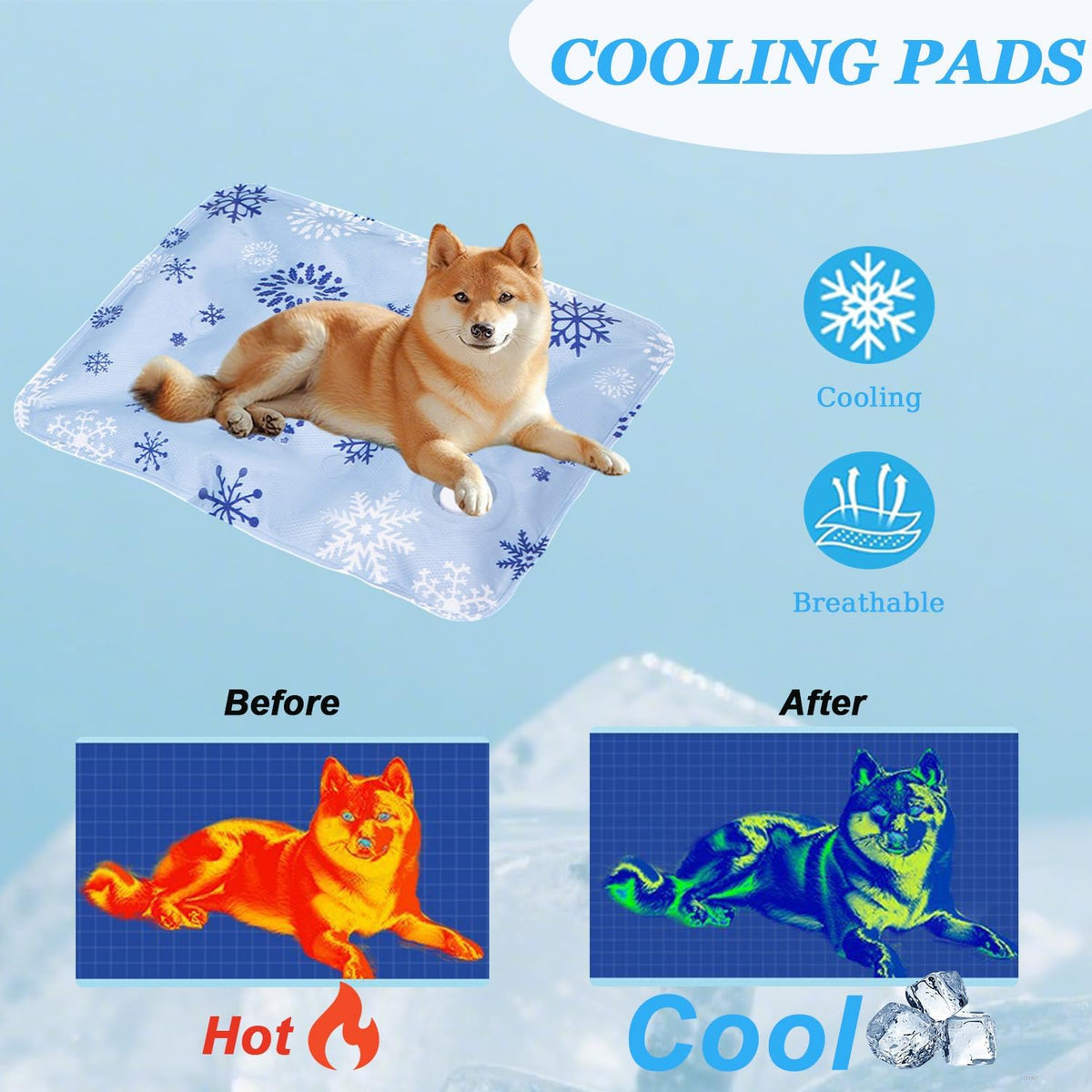 Dog Cooling Mat, Cooling Mat for Dogs & Cat, Provides Instant Relief for Small, Medium, Large Dogs