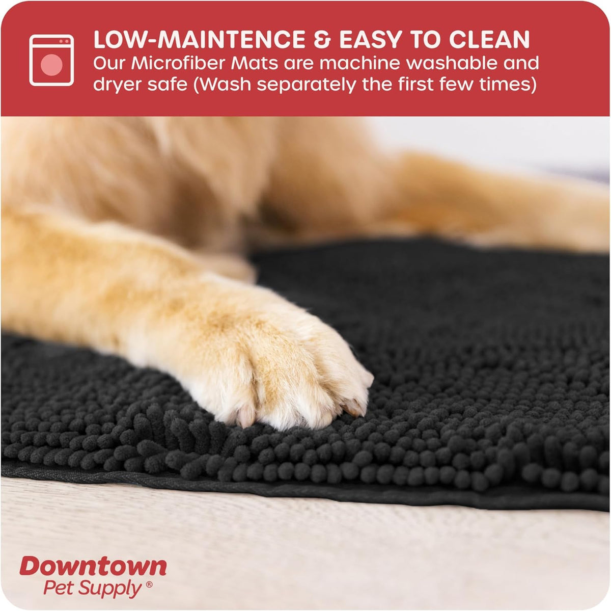 My Doggy Place Microfiber Dog Mat for Muddy Paws, 31" x 20" Black - Absorbent and Quick-Drying Dog