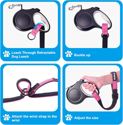 PetBonus Short Dog Leash, Safety Wrist Strap for Retractable Dog Leash, Reflective Design and