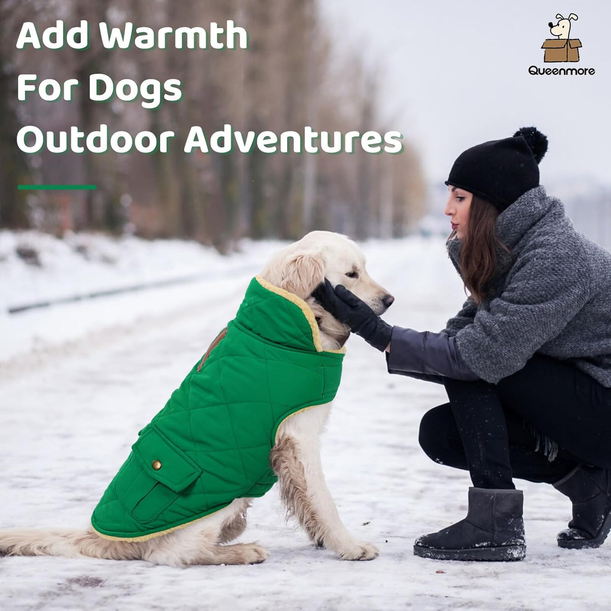 Queenmore Warm Dog Coat, Cold Weather Puffer Dog Coat Vest, Quilting Winter Pet Jacket Ultra Thick