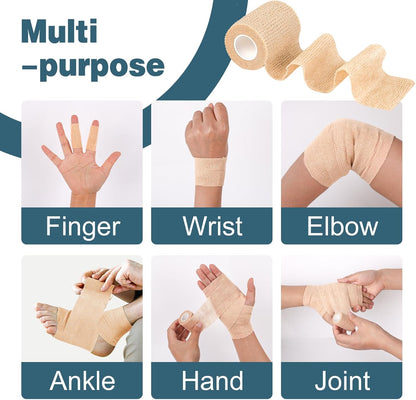 AZEN 8 Pack Self Adhesive Bandage Wrap, 2" X 5 Yards Elastic Cohesive Bandage Wrap, Skin Color