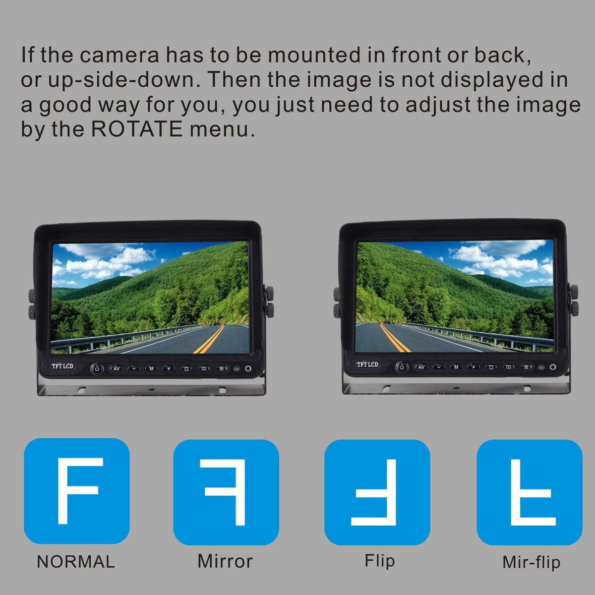 AHD 1080P 7" Reverse Rear View Backup Camera System, Camera with Night Vision Waterproof IP69K