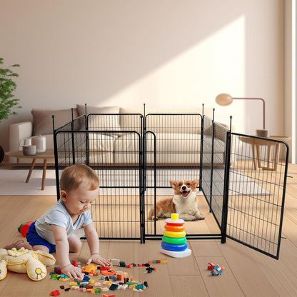 Tall Garden Fence, 52in High 6 Panels Total 13.3 Ft(L) Dog Fence Outdoor for Yard, 21 inches Wide