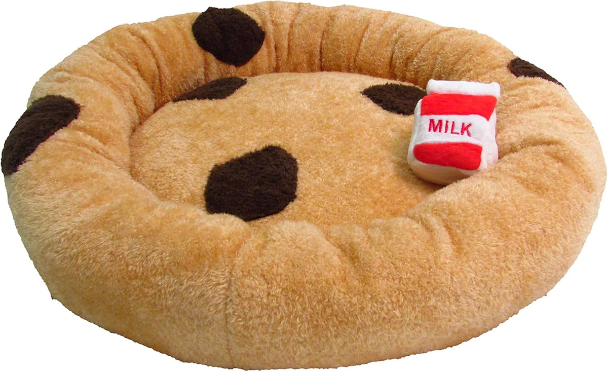 TONBO Soft Plush Small Cute and Cozy Food Dog Cat Bed, Washer and Dryer Friendly (Chocolate Chip