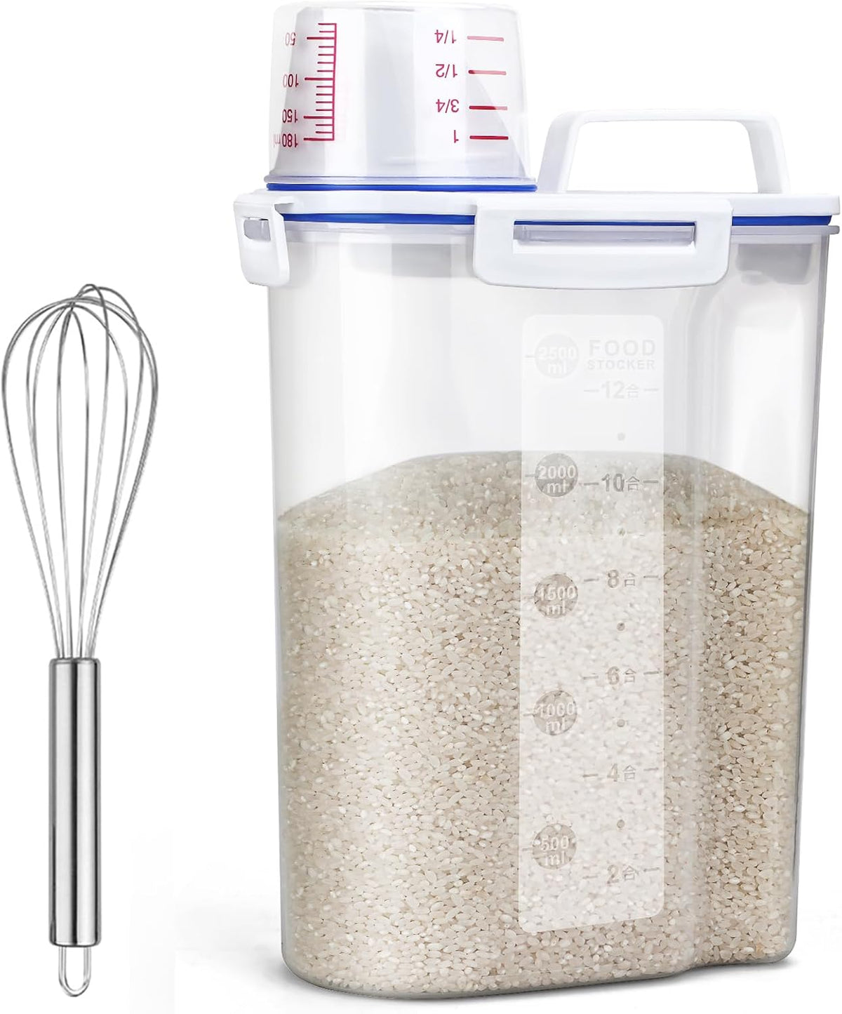 Rice Airtight Dry Food Storage Containers, BPA Free Plastic Sealed Holder Bin Dispenser with
