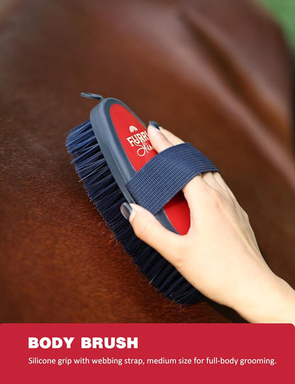 9PCS Horse Grooming Kit Curry Comb Sweat Scraper Horse Bathing Supplies Grooming Tools with Storage