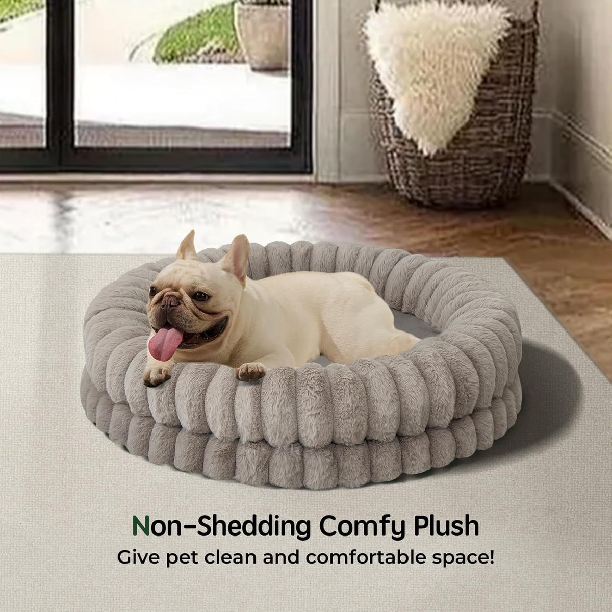 BALANCE Luxury Donut Dog Bed, 30 Inches Round Dog Bed Medium Size Dogs Washable, Orthopedic Calming