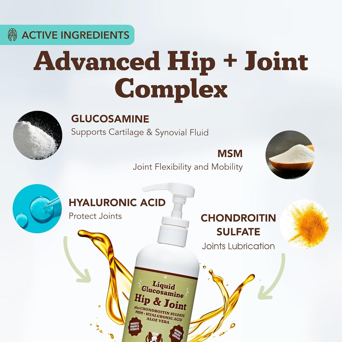Natural Dog Company Liquid Glucosamine Hip & Joint Oil for Dogs, 16 oz, Extra Strength Cartilage &