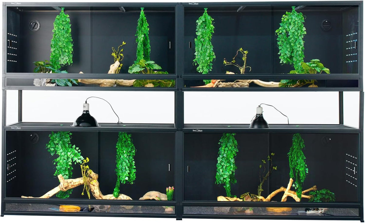 Stackable Space Efficient Reptile Enclosure 44"x20"x20", Reptile Tank 4 Packs for Bearded Dragon