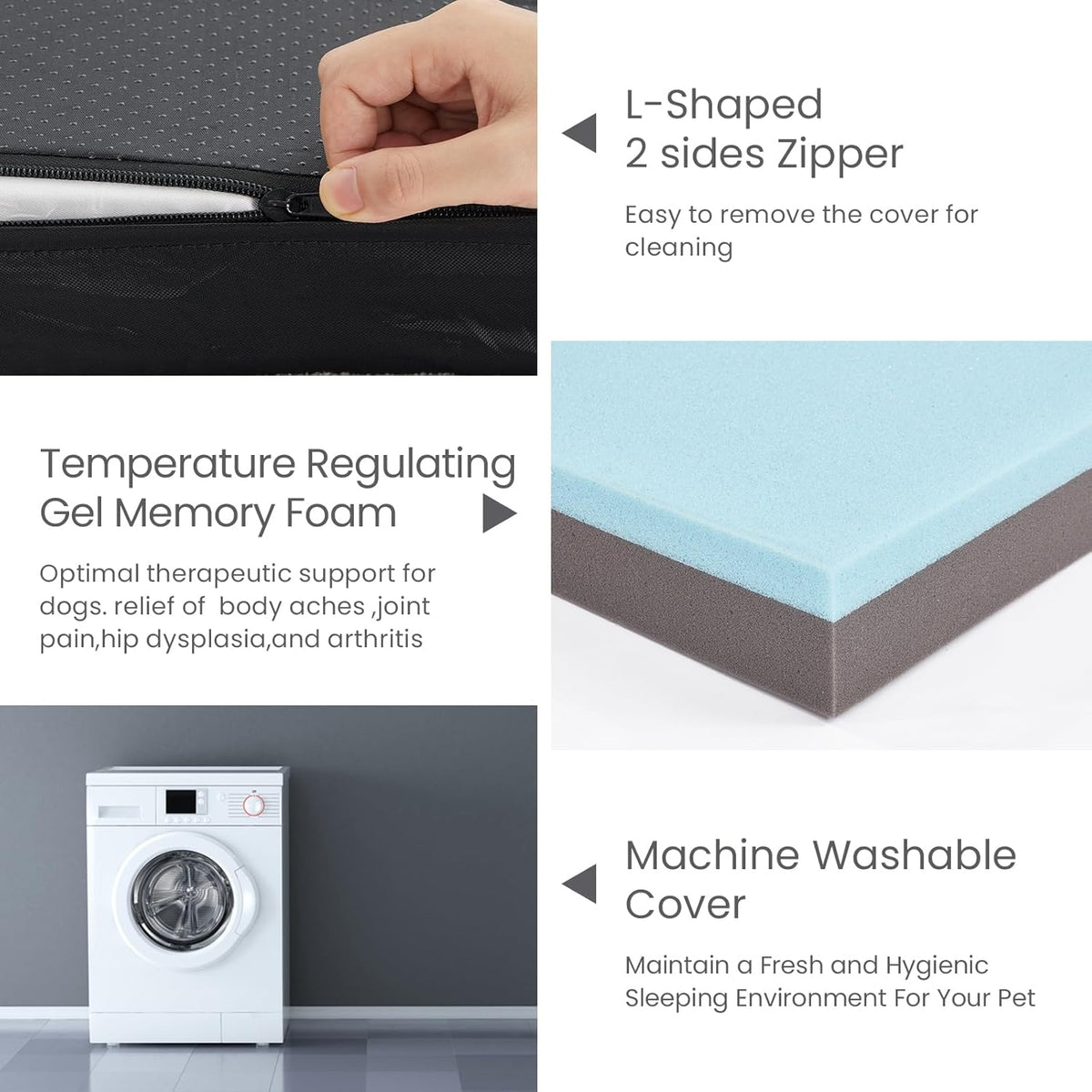 Orthopedic Memory Foam Bed for Large Dogs, Waterproof Cooling Pet Mats for Crate with Removable