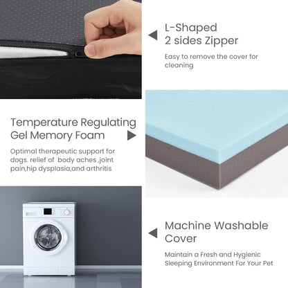 Orthopedic Memory Foam Bed for Large Dogs, Waterproof Cooling Pet Mats for Crate with Removable