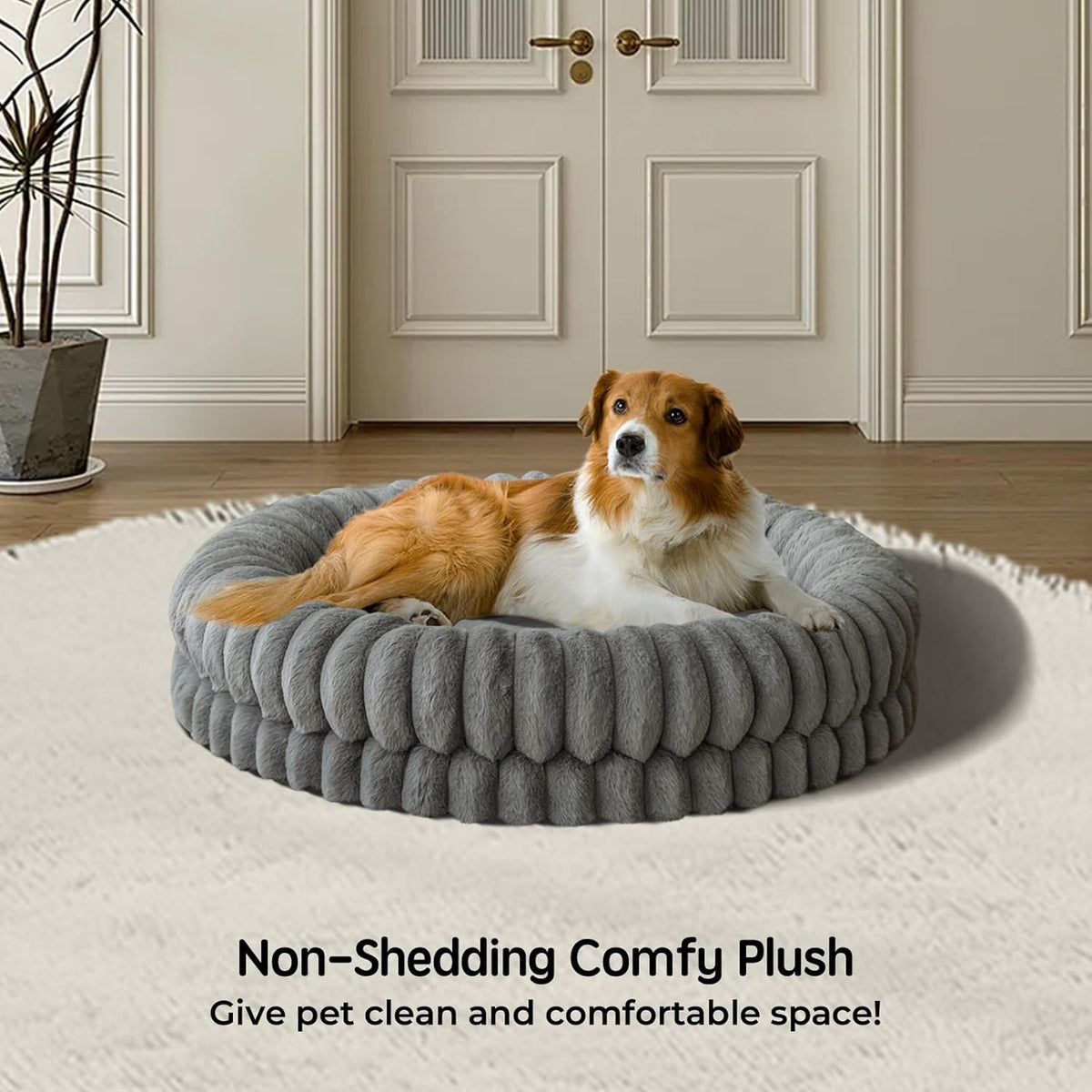 BALANCE Luxury Donut Dog Bed, 36 Inches Round Dog Beds Large Sized Dogs Washable, Orthopedic