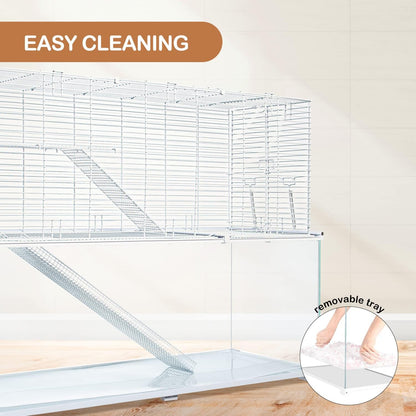 OIIBO 3 Tiers Large Hamster Cages, Glass Hamster Cage Habitat with Openable Wire Topper, Gerbil