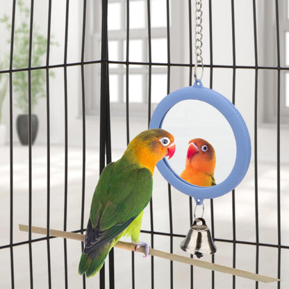 Hypeety Pet Bird Mirror with Bell Interactive Parrot Toy Bird Cage Mirror for Cockatiel Parakeets