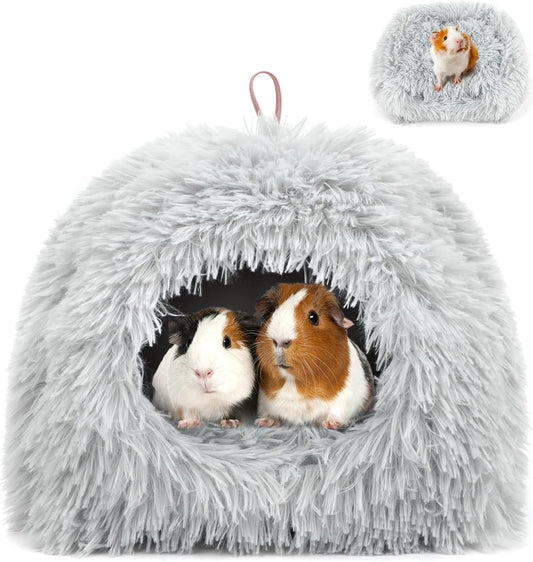 YUEPET Guinea Pig Bed Plush Calming Hideout, Warm Rabbit Hide for Hamsters Hedgehogs Ferrets Dwarf