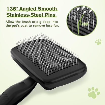 Pecute Self-Cleaning Slicker Brush for Dogs, Cats, Lightweight Dog Brush for Shedding Massaging