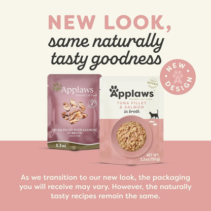 Applaws Natural Wet Cat Food in Broth, Limited Ingredient Wet Cat Food Pouches, No Additives, Made