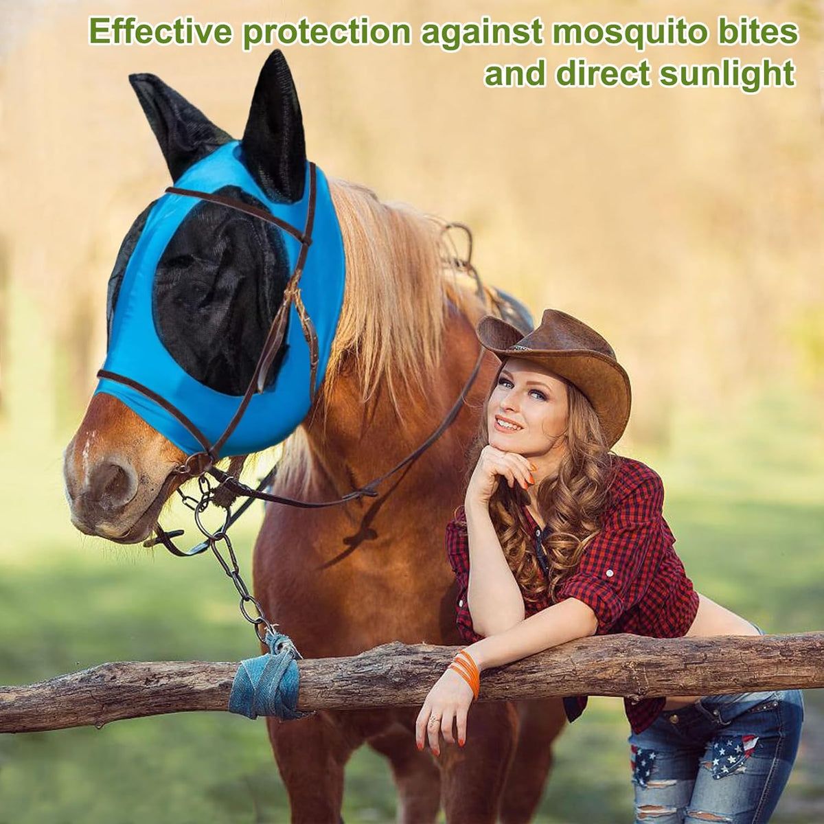 Horse Fly Mask with Ears, Comfortable Fit Stretch Fabric with UV Protection Soft on Skin