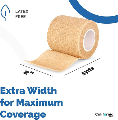 12 Pack Self-Adhesive Bandage Wrap - 2 Inches x 5 Yards - Elastic Self Adherent Cohesive Wrap