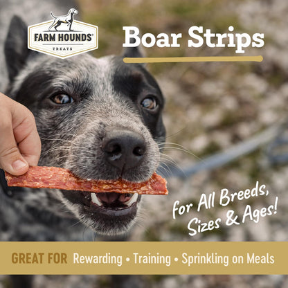Farm Hounds - Boar Strips - Premium Natural Jerky for Dogs - from 100% Humanely Raised Boar