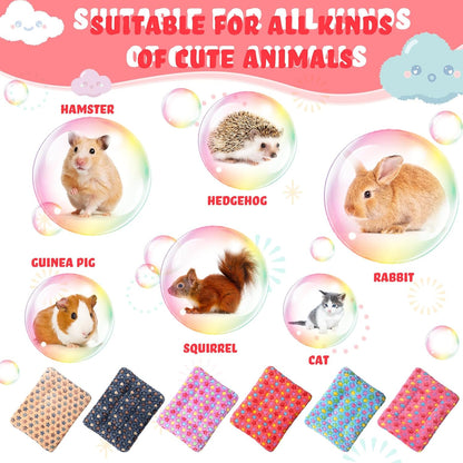 Yulejo 6 Pieces Guinea Pig Bed Mats with Cleaning Dustpan Brush Washable Plush Cage Lines Soft