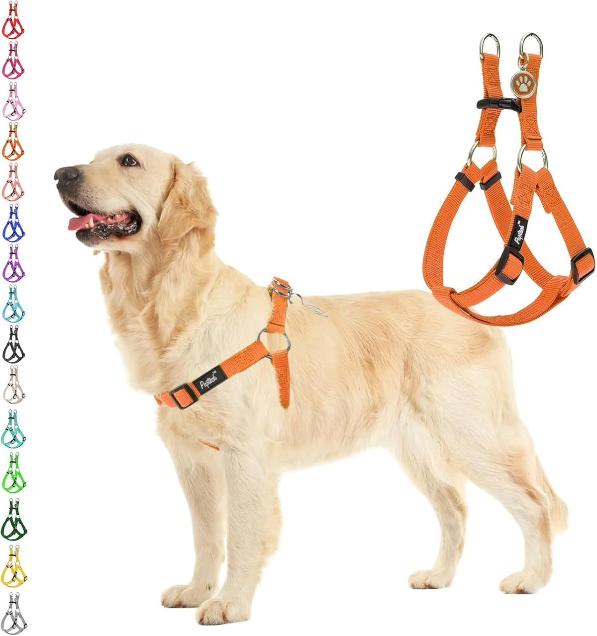 PUPTECK No Pull Dog Harness Soft Adjustable Basic Nylon Step in Puppy Vest Outdoor Walking with ID