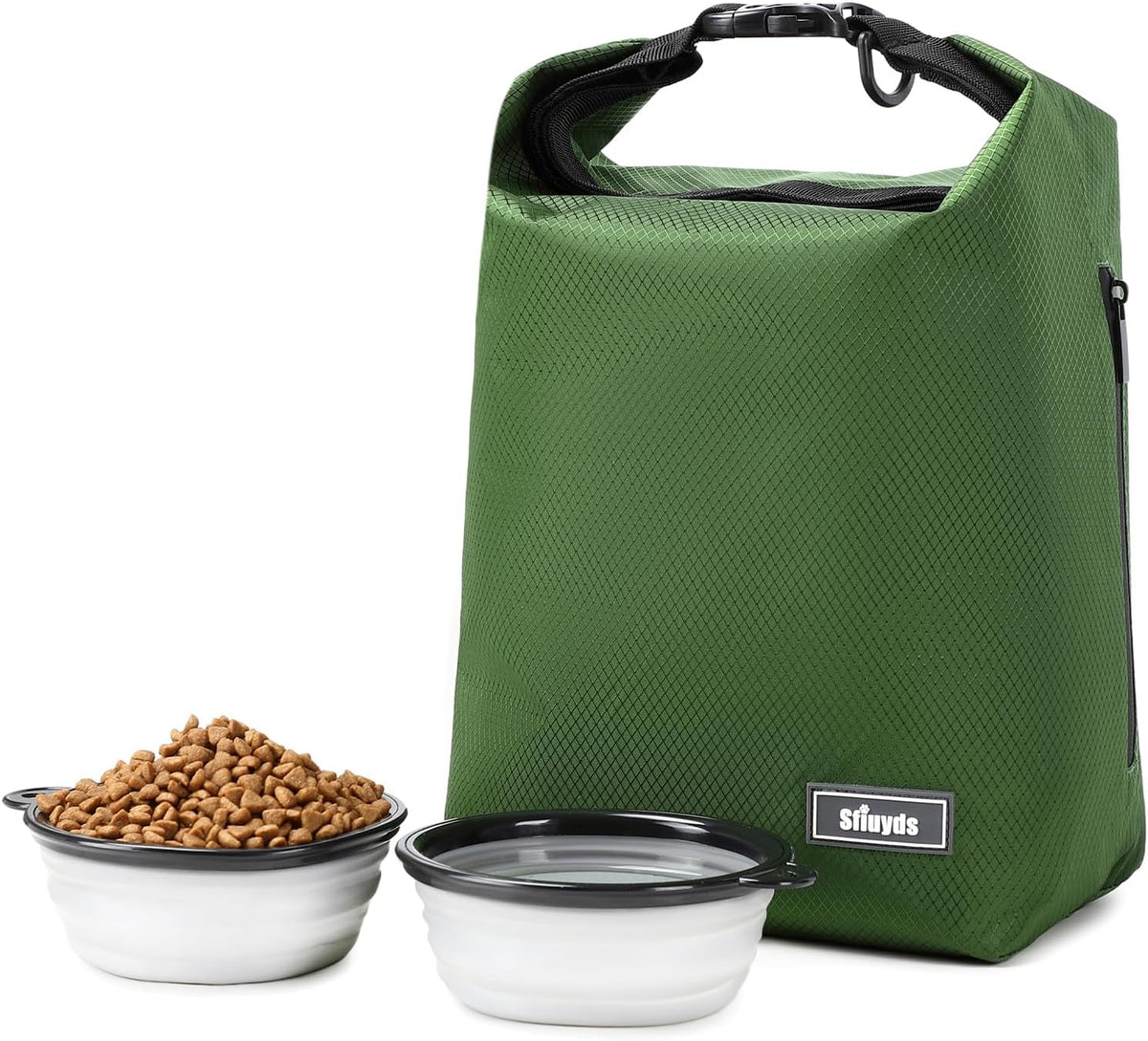 Dog Food Travel Bag,Pet Food Container 20 lb w/2PCS Collapsible Dog Travel Bowls and Zipper Side