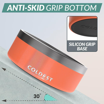 Coldest Dog Bowl - Anti Rust Metal, Non Slip, 3 Layers Insulated Stainless Steel Dog Bowls - Spill