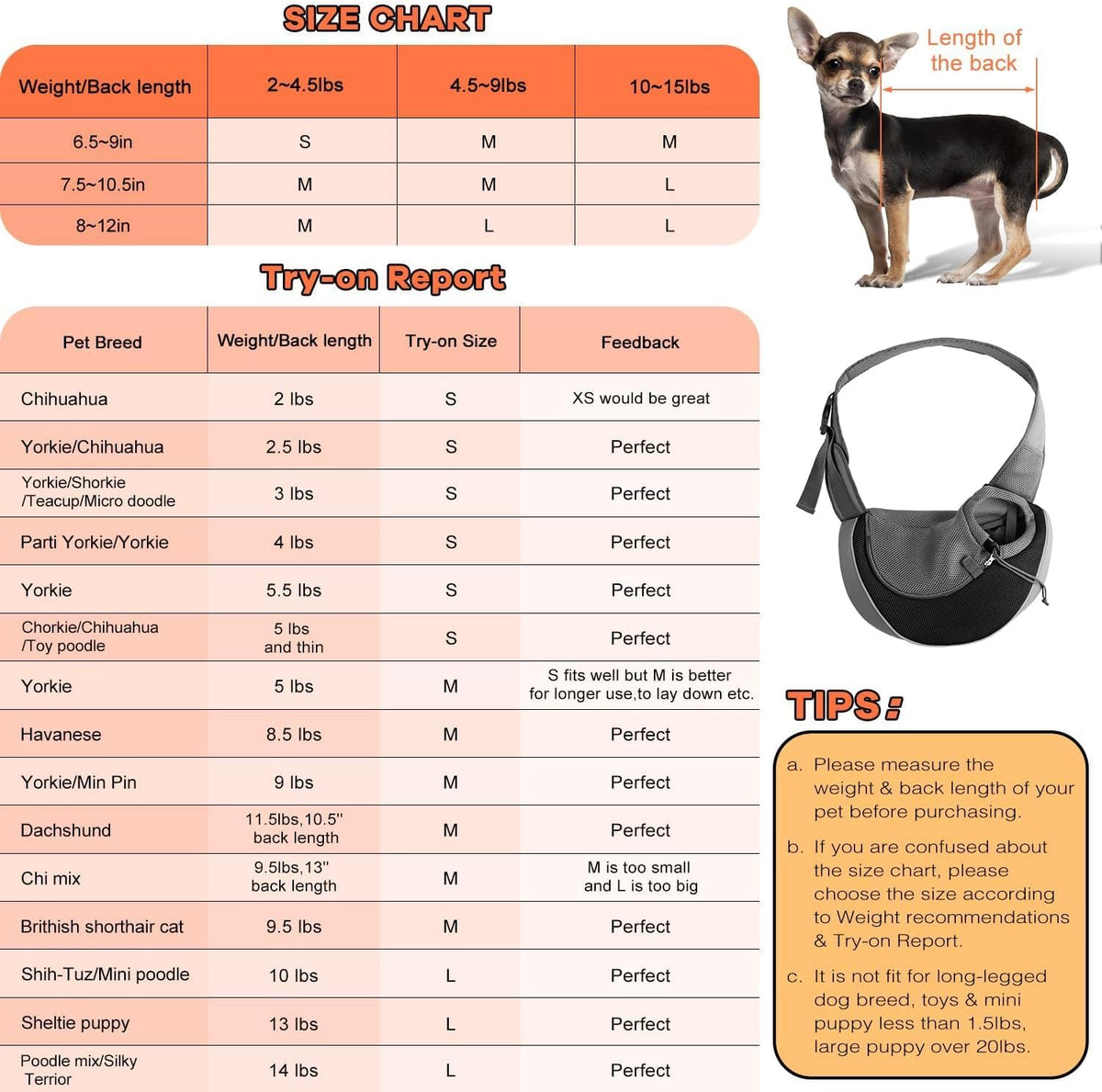 YUDODO Pet Sling Carrier for Small Dogs & Cats – Hands-Free Puppy Carrier with Safety Hook, Large