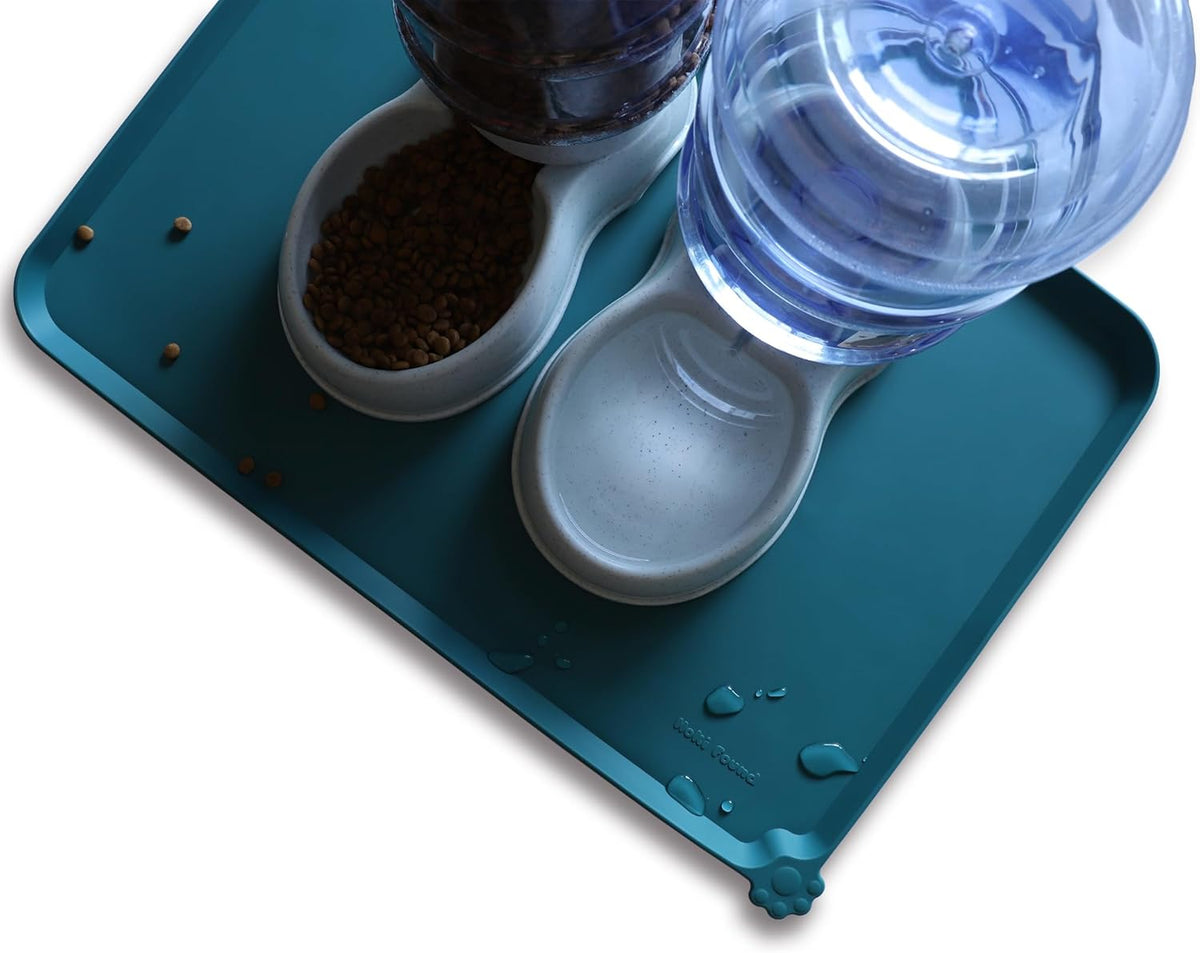 Hoki Found Large Silicone Pet Food Mats Tray - Non Slip Pet Dog Cat Bowl Mats Placemat - Dog Pet